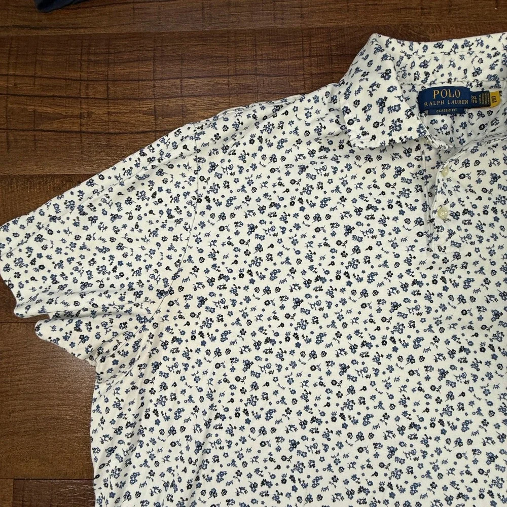 Polo Ralph Lauren Polo Mens XXL White Blue Floral Ditsy Classic Fit Cotton Short